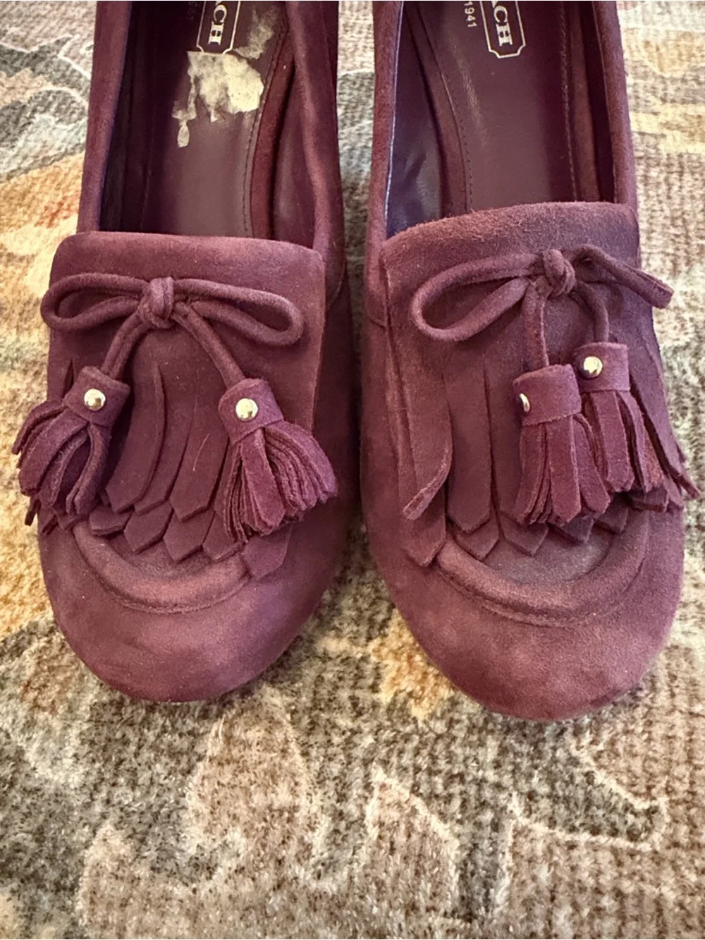 Coach Womens Suede Terri Wedge Heels in Plum